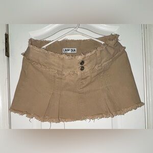 I.AM.GIA Beige Frayed Skirt